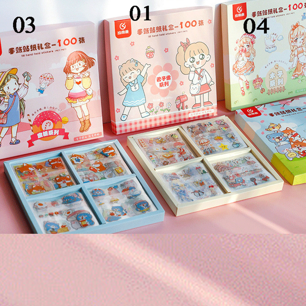 Set 100 Miếng Dán Trang Trí Hình Thú Cưng Đáng Yêu