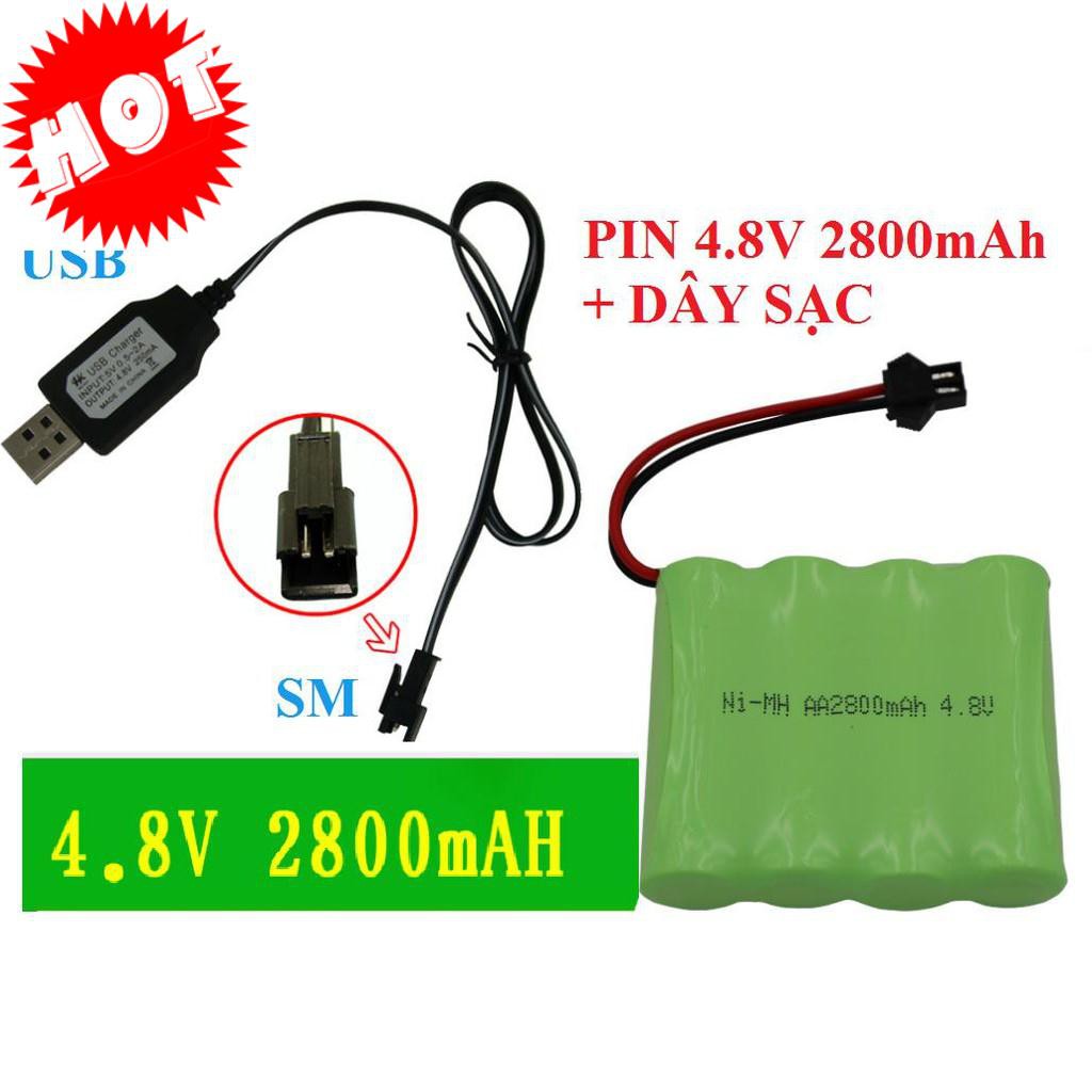 Pin 4.8v 2800mah hoặc 2400mah dùng cho xe điều khiển cổng nối SM