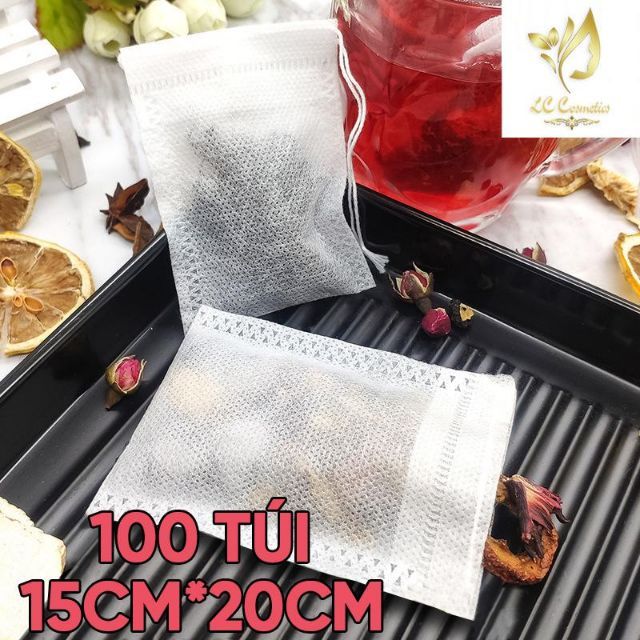 Túi lọc trà vải không dệt kích thước 15 x 20 cm gói 100 chiếc- Phukientuiloc