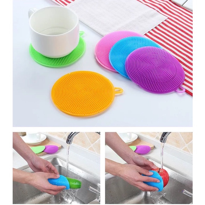 Miếng cọ rửa bát chén silicon có móc treo