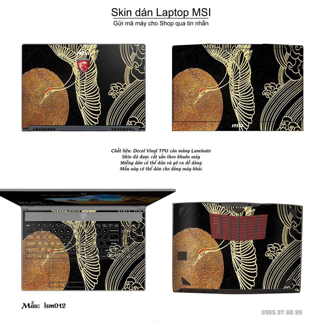Skin dán Laptop MSI in hình Chim Hạc Phù Tang - lsm012 (inbox mã máy cho Shop)