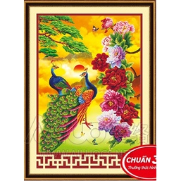 Tranh thêu chữ thập công hoa mẫu đơn AL53365