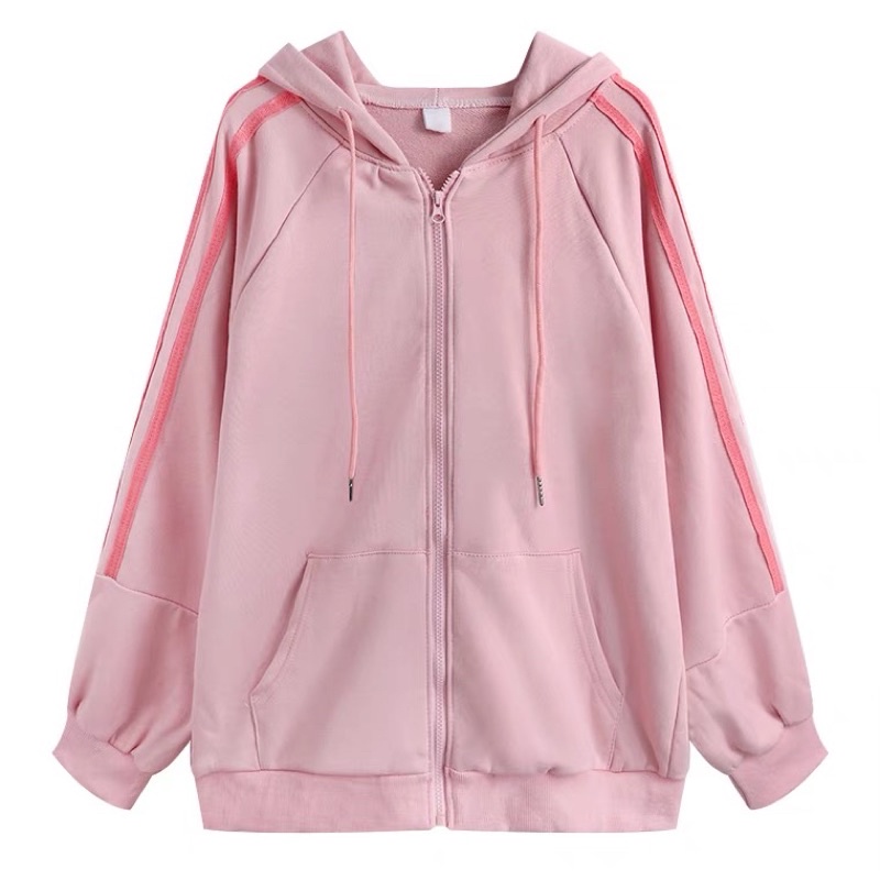 Áo Khoác Nỉ Nữ Form Rộng Dài Tay Có Mũ Phong Cách Cá Tính Năng Động - Áo Sweater Hoodie Thể Thao 3 Sọc Chất Nỉ Cotton | BigBuy360 - bigbuy360.vn