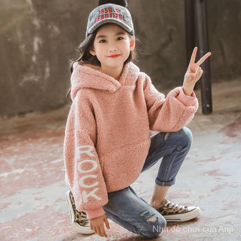 COD Kid's FashionGirl | 5-14 years old Tops Sweater Children Sheepskin Girls Coat Autumn And Winter New Warm Velvet