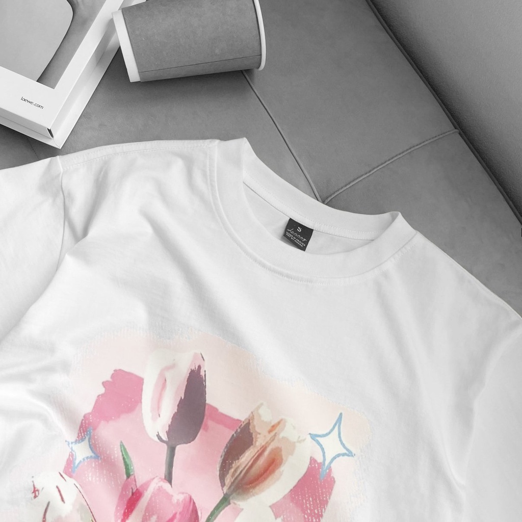 Áo thun tay lỡ TULIP phông Unisex nam nữ Cotton oversize form rộng LUNACY
