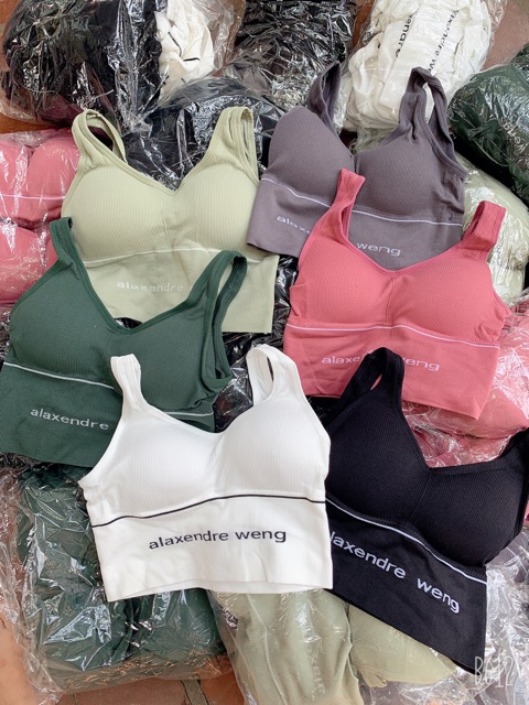 Bra tập gân tăm dáng lửng in chữ alaxender weng | BigBuy360 - bigbuy360.vn