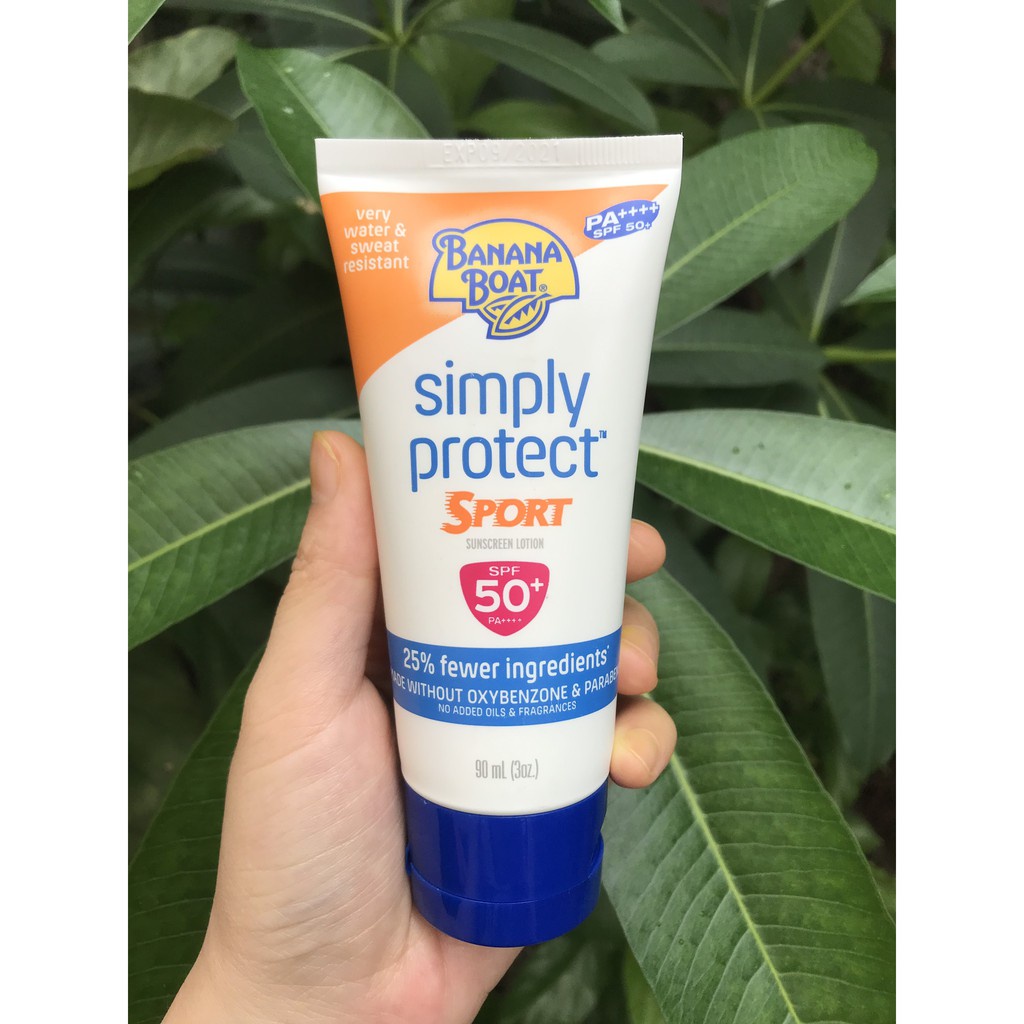 Kem chống nắng thể thao Chống Nắng Banana Boat Simply Protect Sport SPF50+ PA++++ 90ml (Mỹ)