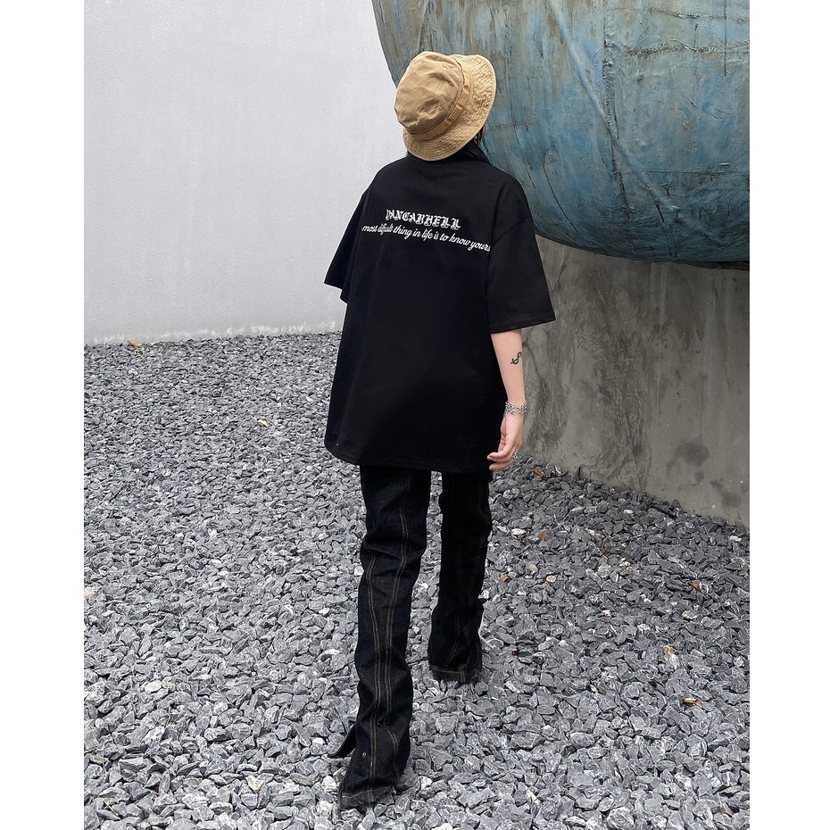 Áo phông nữ thời trang những bông hoa đen ngắn tay cổ tròn oversize thun form rộng unisex 100% cotton