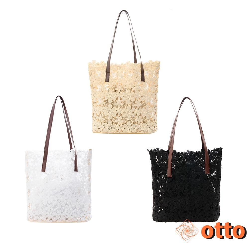 Women Lace Hollow Flower Shoulder Underarm Bag Large Tote Handbag