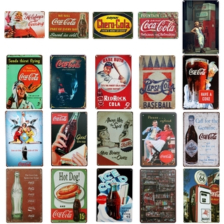 Miếng Dán Tường Trang Trí Hình Coca Cola Phong Cách Vintage