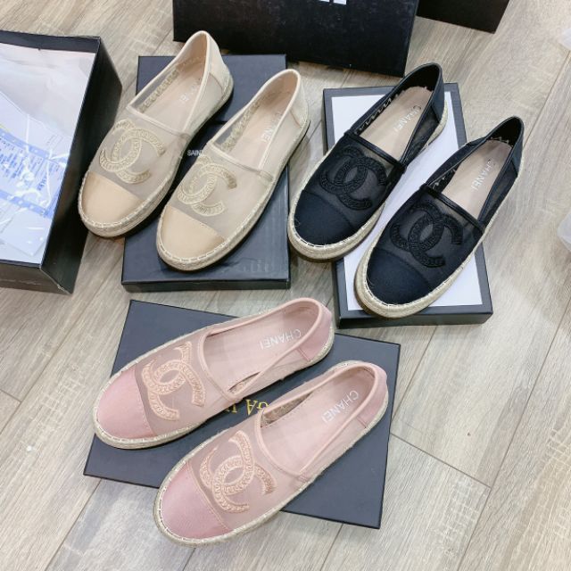 HOT H(VIDEO)Giày Mọi Lưới Chanel Đế Kép Viền Cói Fullbox Cao Cấp . . ĐẸP '