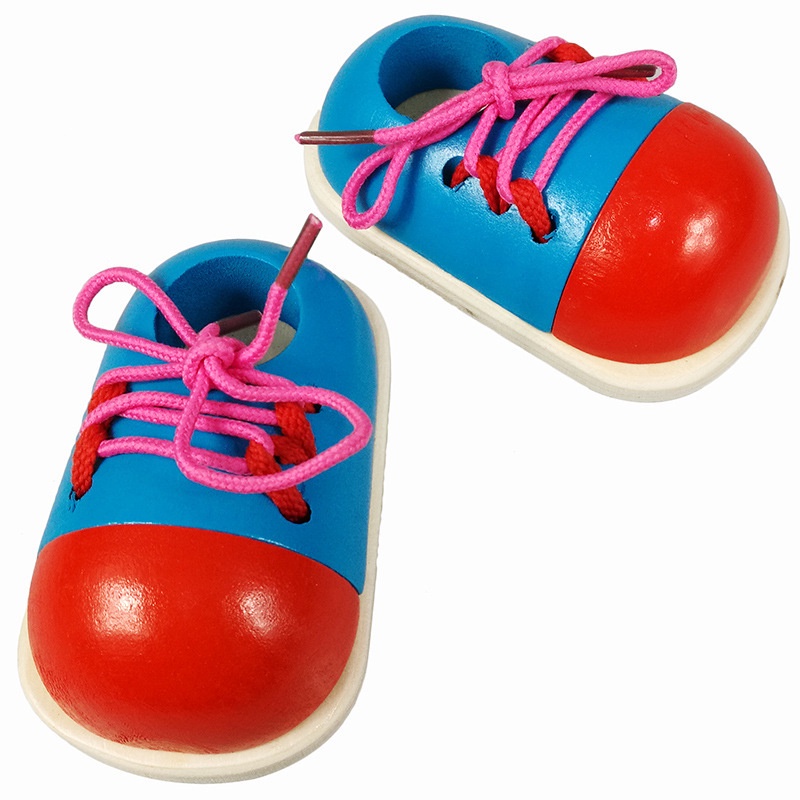1 Đôi Giày Gỗ Đồ Chơi Montessori Giáo Dục Sớm Cho Bé