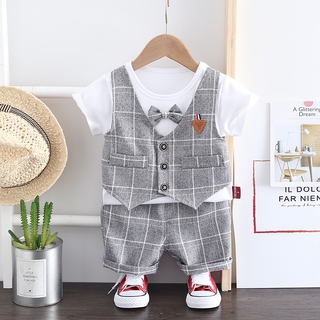 Set áo thun tay ngắn & quần short caro cho bé trai
