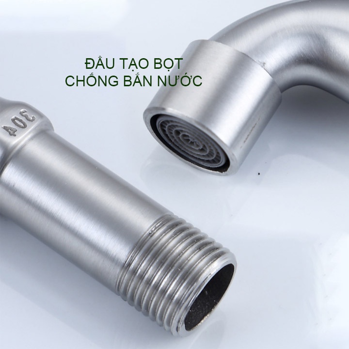 Vòi nước lạnh bằng inox 304 gắn tường thân dài 135mm-180mm tùy chọn
