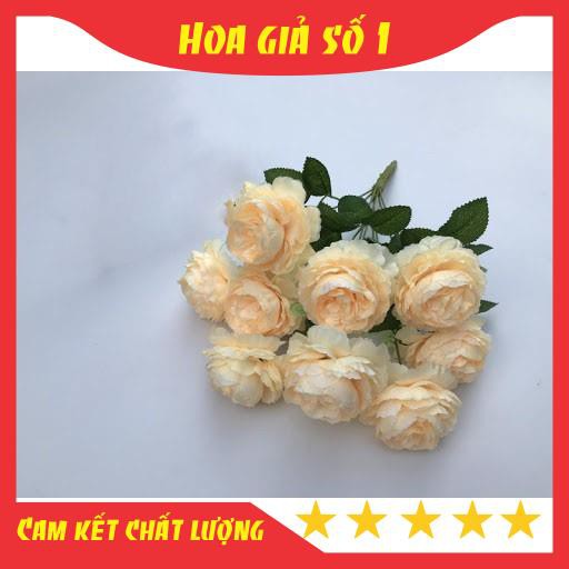 Hoa Mẫu Đơn, Hoa lụa giả, cụm 9 bông, trang trí phòng khách, sự kiện