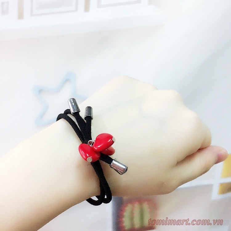 Cột tóc 3 hạt đỏ hình tim