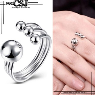 Nhẫn inox nữ 100% inox kiểu 4 bi đẹp chất lương BH vĩnh viễn