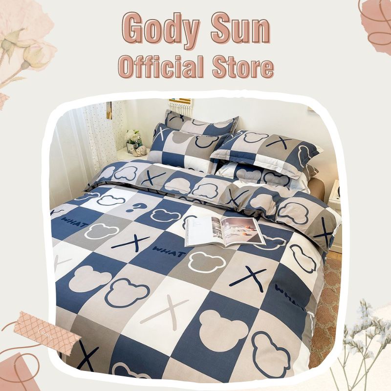 Bộ ga gối poly 1m6x2m/ 1m8x2m/ 2mx2m2 drap giường poly, ga trải giường + 2 vỏ gối nằm Gody Sun