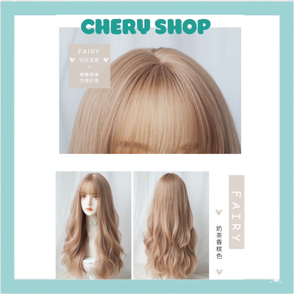 Tóc giả nữ nguyên đầu xoăn sóng vàng tây siêu hot hit hiện nay mã 8136