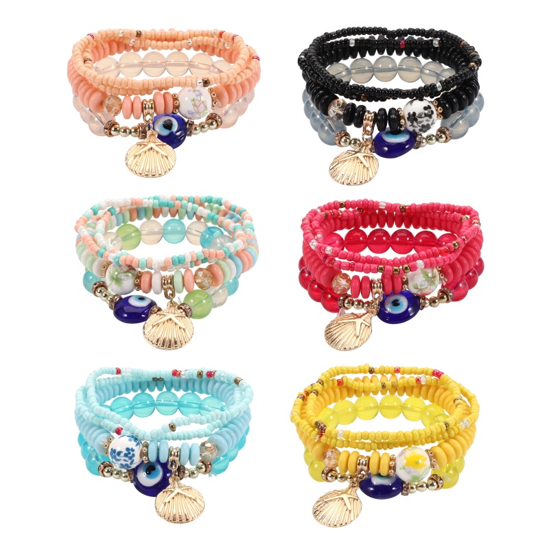 Vòng Tay Chuỗi Hạt Vỏ Sò Nhiều Lớp Phong Cách Boho