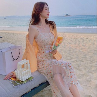 [ORDER] - ĐẦM HOA HAI DÂY CAO CẤP PHỐI LƯỚI