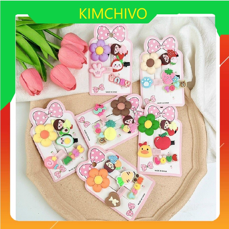 Set 5 Kẹp Tóc Mái Cao Cấp Nhiều Chi Tiết Dễ Thương Cho Bé Gái - K503