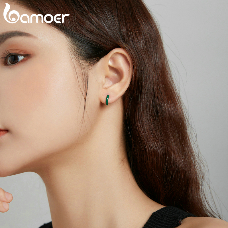 1 Bông Tai Bamoer Chính Hãng Bằng Bạc 925 Màu Vàng / Bạc BSE488-BU Đơn Giản Thời Trang Cho Nữ