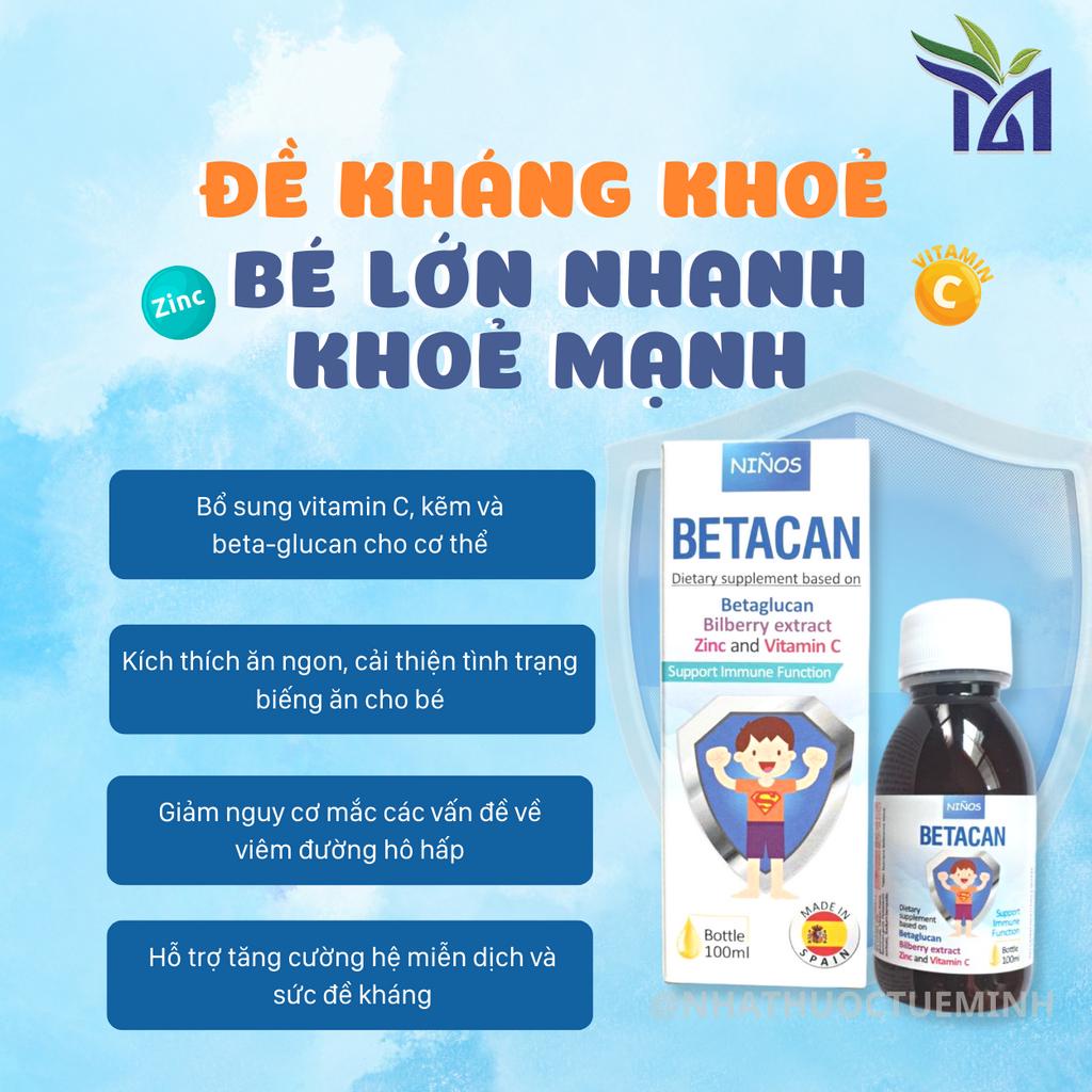 Siro Tăng Đề Kháng Cho Bé Ninos Betacan  Phòng Ngừa Ốm Vặt, Cải Thiện Hệ Miễn Dịch Hô Hấp Cho Trẻ