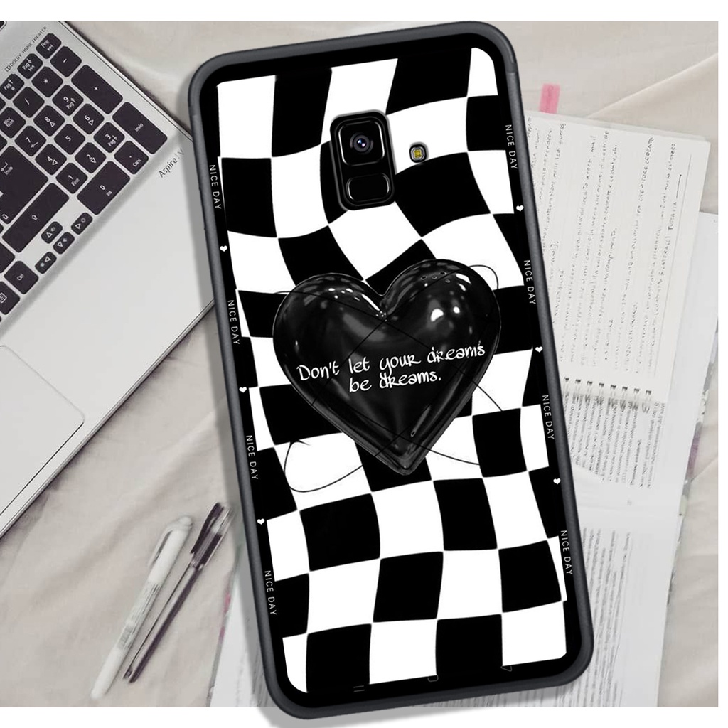 Ốp Lưng Samsung A5 2018 - A6 2018 - A8 2018 - J6 2018, In Hình &quot;Black Heart&quot; Phong Cách Đẹp.