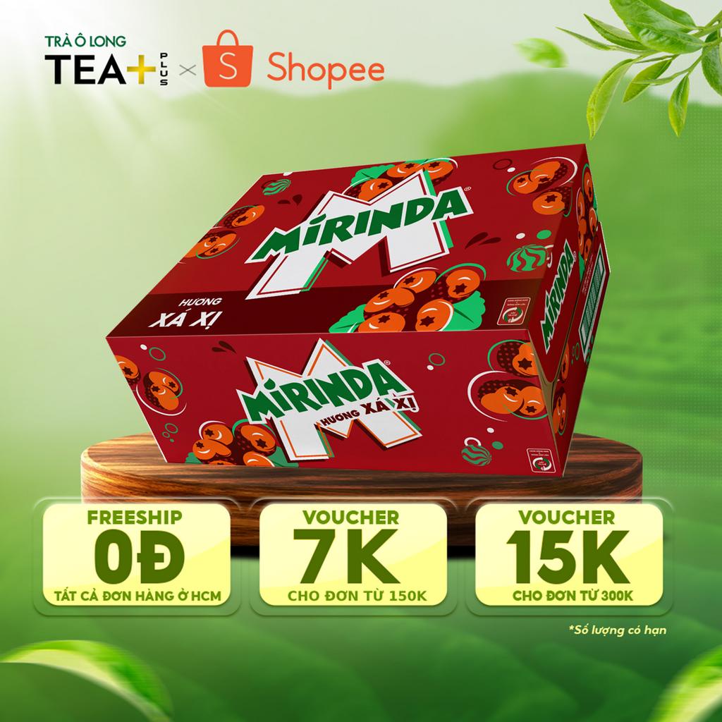 Thùng 24 Lon Nước Ngọt Có Gaz Mirinda Xá Xị (320ml/lon)
