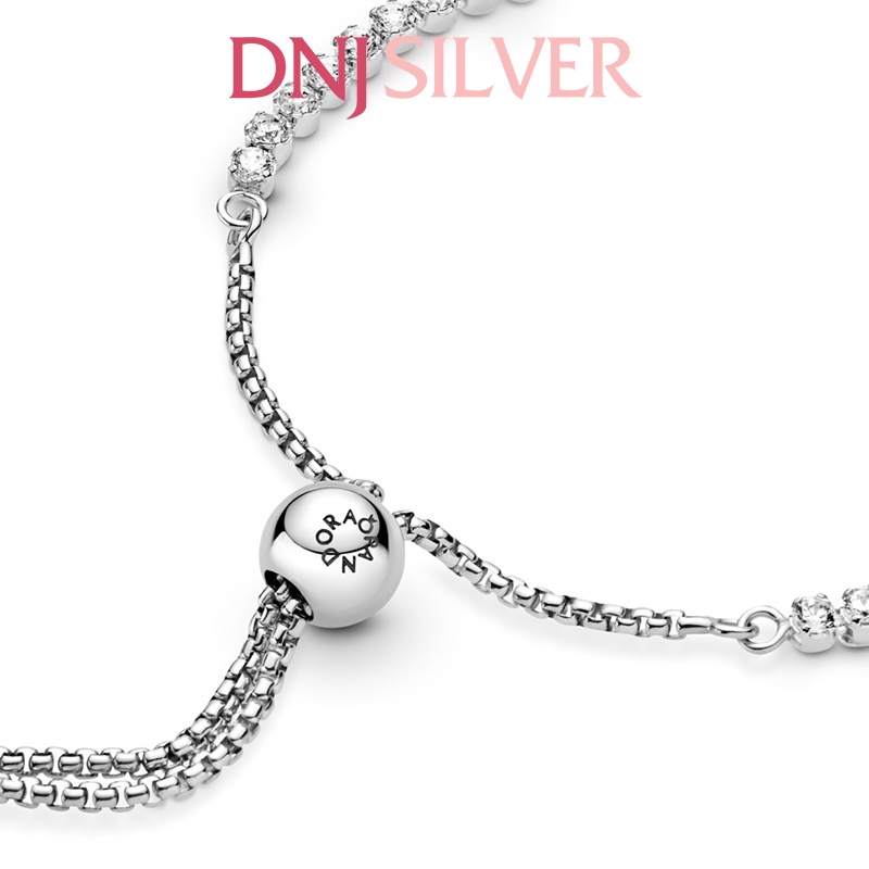 Vòng tay bạc 925 cao cấp - Mẫu vòng Sparkling Slider Tennis Bracelet, dây rút freesize, có thể điều chỉnh size linh động