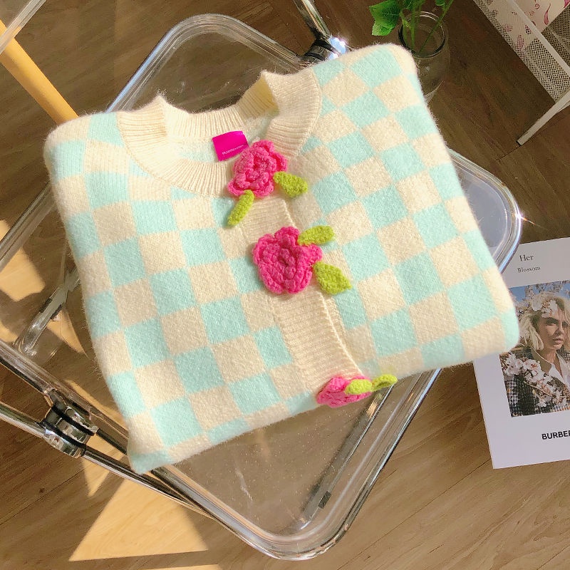 Áo Khoác Cardigan Họa Tiết Hoa Ngọt Ngào Thời Trang Xuân Thu Cho Nữ