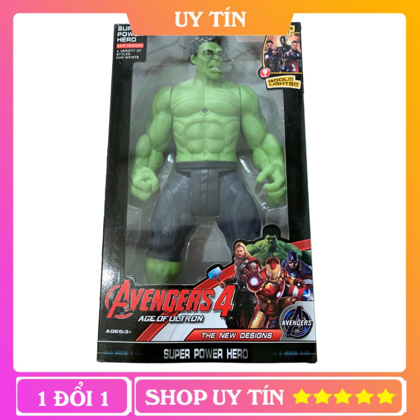 Đồ Chơi Mô Hình Siêu Anh Hùng HULK - Người Khổng Lồ Xanh,Cao 27cm , Đèn LED Lấp Lánh, Hình Dáng Đẹp Mắt - BiBiTOY