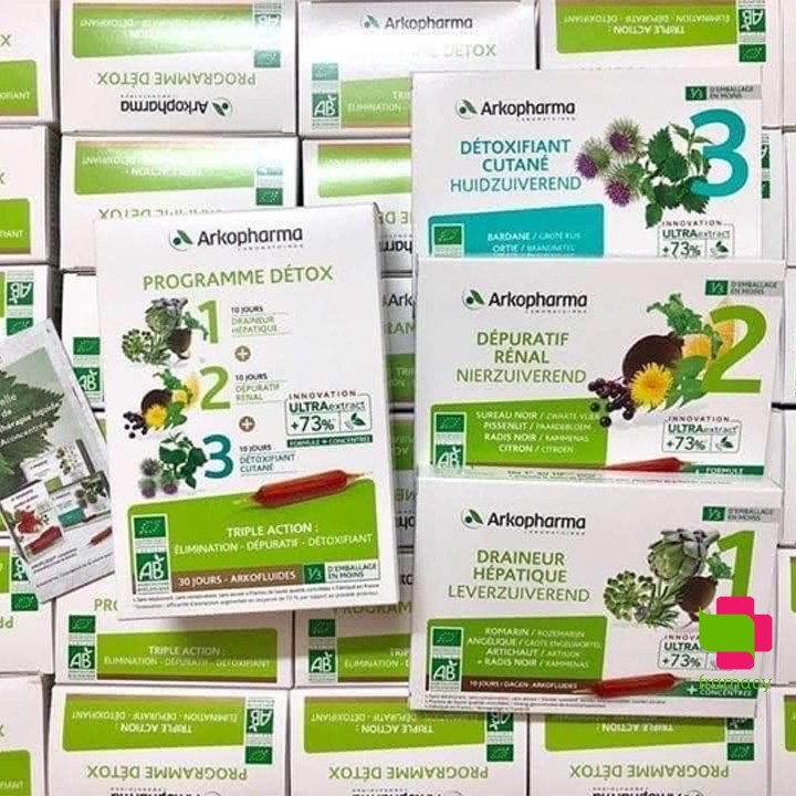 Nước uống Arkopharma Programme Detox, Pháp (30 ống) thải độc gan, thận và đẹp da cho người từ 15 tuổi trở lên