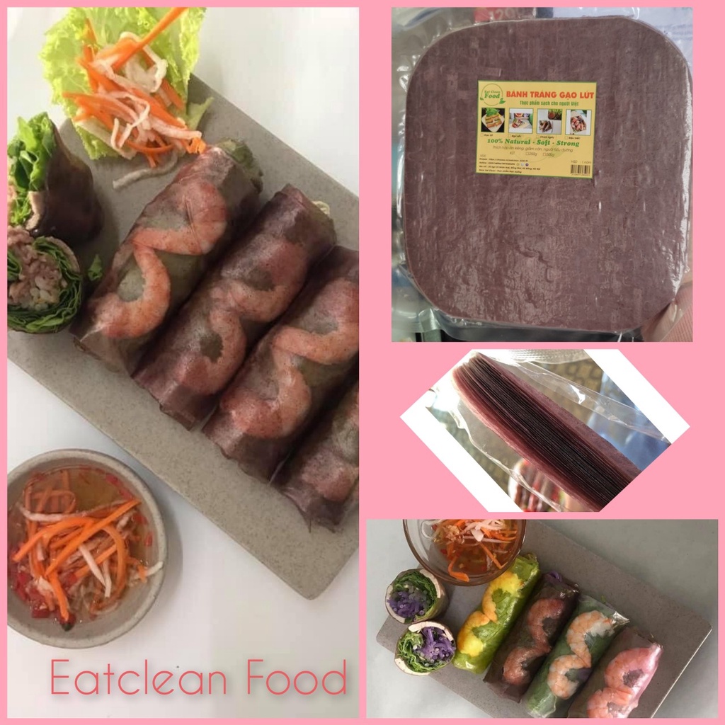 Bánh tráng gạo lứt đen EATCLEAN FOOD ăn kiêng, giảm cân, cuốn rau củ tiện lợi (500g)