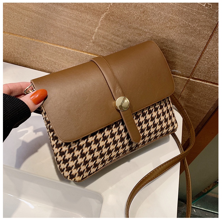 Túi đeo vai IELGY hình vuông cỡ nhỏ họa tiết kẻ ô thời trang cho nữ