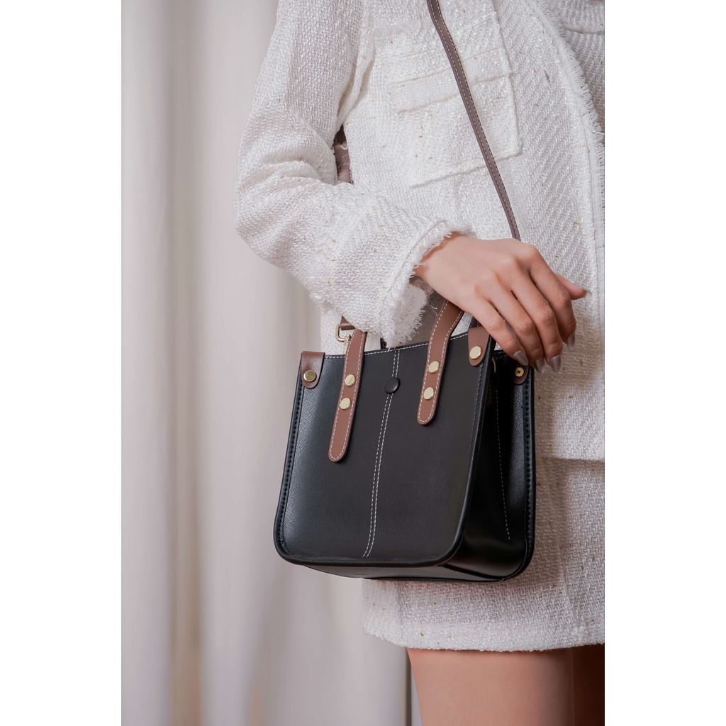 Túi da bò cao cấp Lionel Bag quai xách tay lệch, phối 02 bản dây đeo chéo