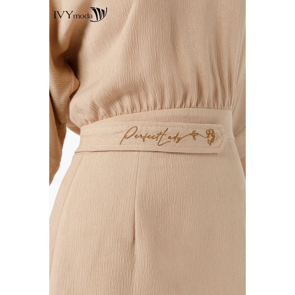 Đầm lụa nhăn tay lỡ IVY moda MS 48M7141
