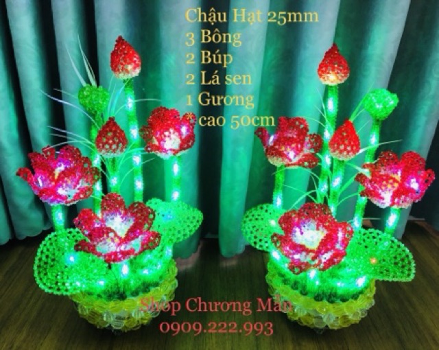 Hoa Sen Hạt Cườm Đèn LED Đủ Size