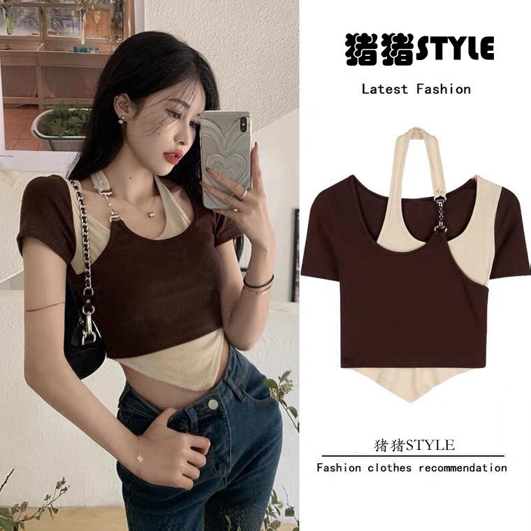 Áo Thun Dáng Ôm Vạt Lệch Thời Trang Dành Cho Nữ