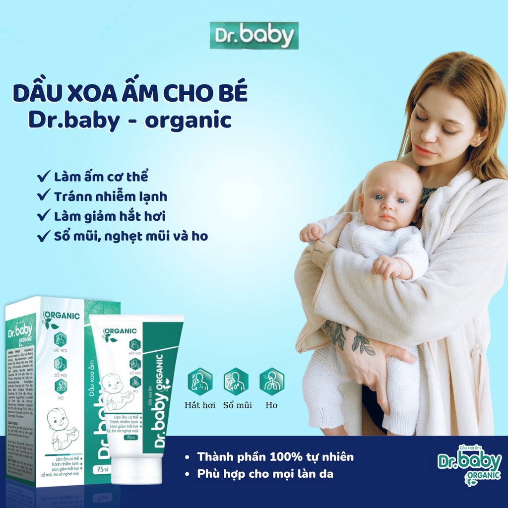 Dầu bôi ấm ngực Dr baby Organic giữ ấm cơ thể