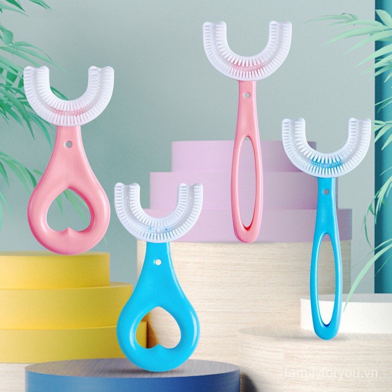 Rẻ Vô Địch ] Bàn chải đánh răng thông minh chữ U silicon cho bé từ 2-6 tuổi.