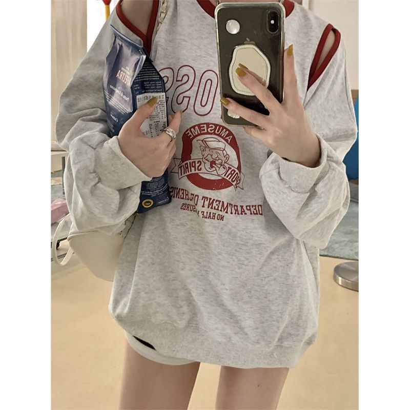 Áo sweater Trễ Vai in Chữ Phong Cách Hàn Quốc Thời Trang Mùa Thu Mới Cho Nữ