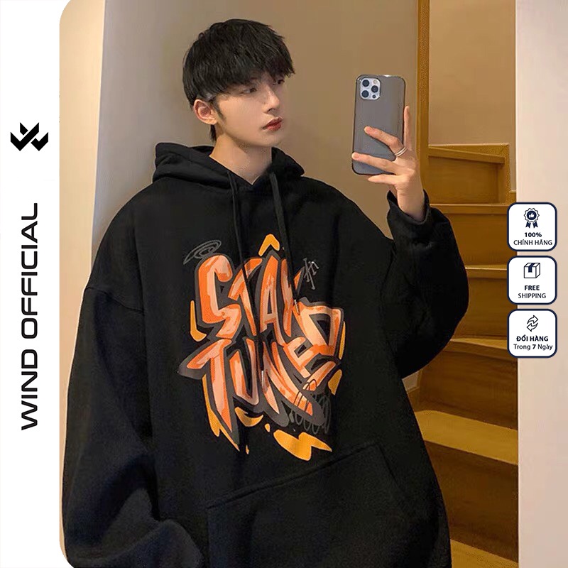 Áo hoodie unisex WIND form rộng nỉ nam nữ STAY TUNED HD11 thời trang thu đông oversize - Hàng mới về