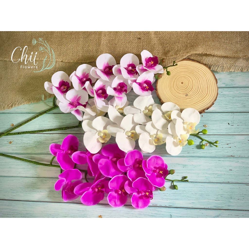 Cành lan hồ điệp phú quý chất liệu cao su 9 bông cành dài 90cm bền đẹp