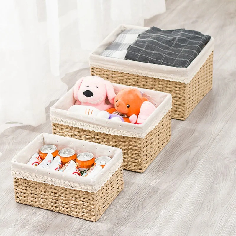 Giỏ đựng đồ đan thủ công kích thước S/M/L trang trí bàn phong cách Bắc Âu