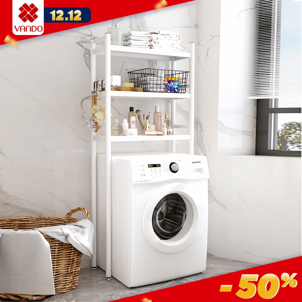 𝗙𝗥𝗘𝗘𝗦𝗛𝗜𝗣 | Kệ máy giặt 3 tầng INOX 304 cao cấp, giá kệ để đồ tiết kiệm không gian nhà tắm VANDO