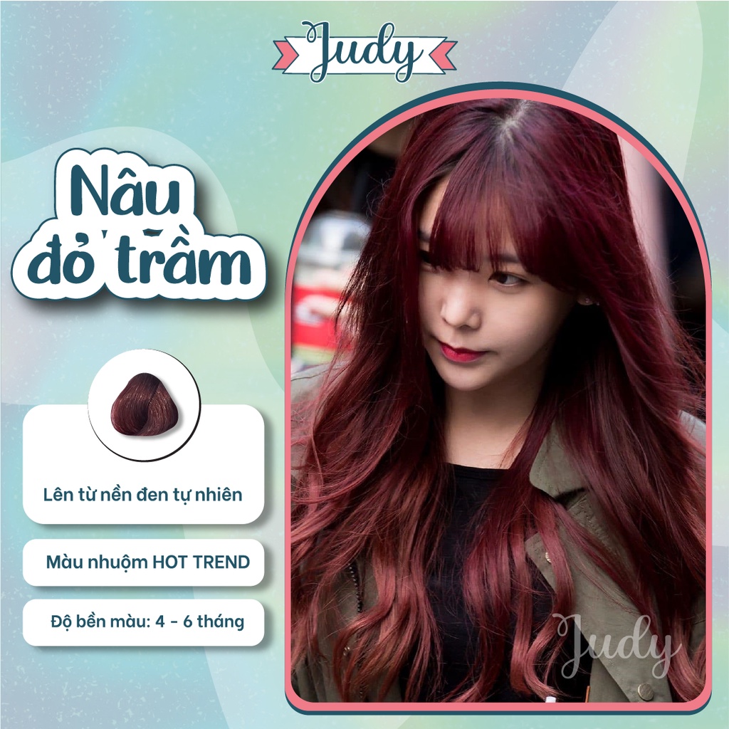 Thuốc nhuộm tóc màu NÂU ĐỎ TRẦM tại nhà đơn giản + tặng oaxy trợ nhuộm và gang tay,dưỡng tóc bóng mượt, phục hồi hư tổn
