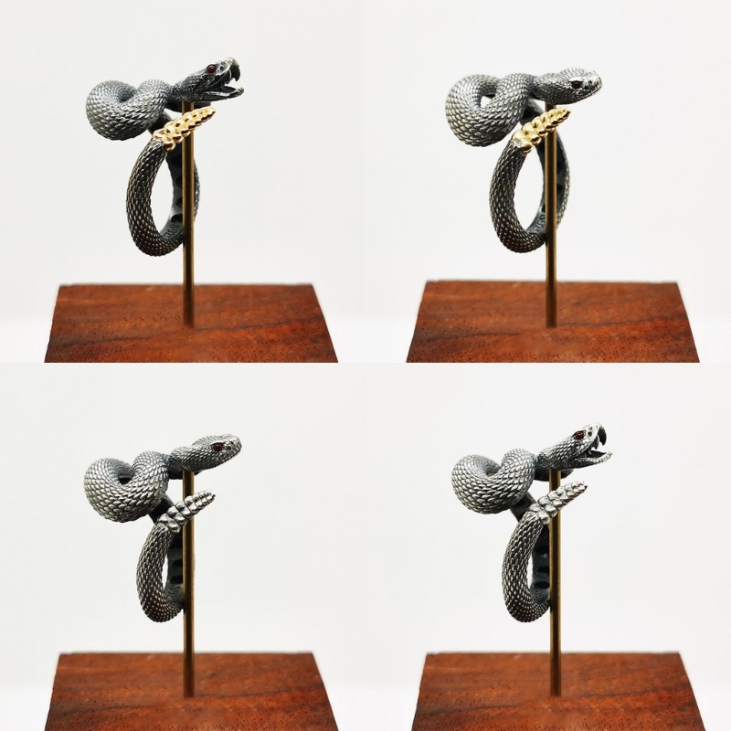 Nhẫn Đeo Ngón Tay Khắc Hình Rắn Phong Cách Gothic