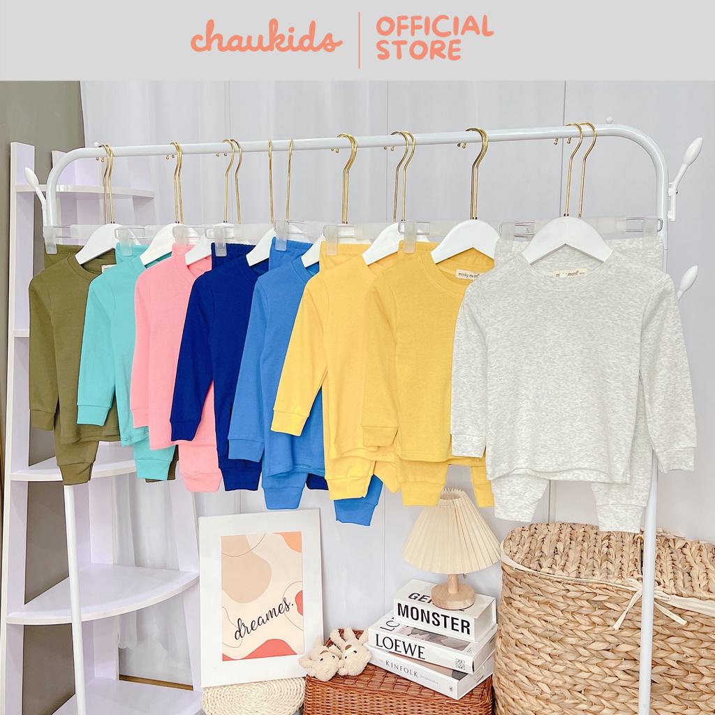 Bộ Dài Tay Cho Bé Trai, Bé Gái Minky Mom Vải Cotton Borip Bo Viền Gấu, Đồ Bộ Cho Bé Mặc Nhà MKMTD2213